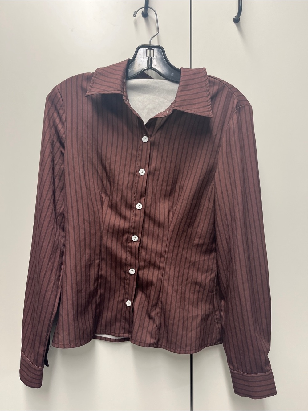 Striped Button-Down Shirt in Burgundy